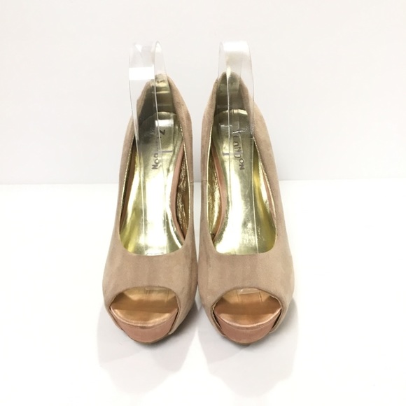 Z LONDON Light Pink Suede Peep Toe Heels 7.5 - Picture 3 of 7